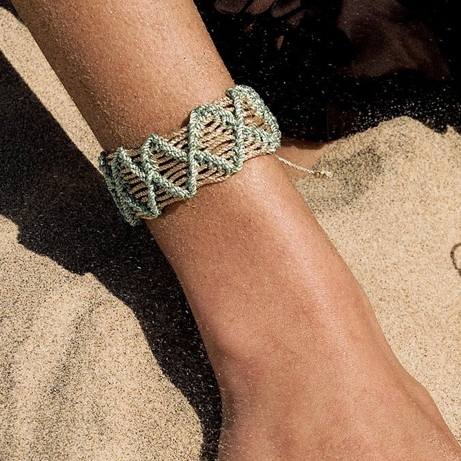 Pulsera Dama Nº2 Peach Silver Grey passementerie marroquí – Trovare Chile