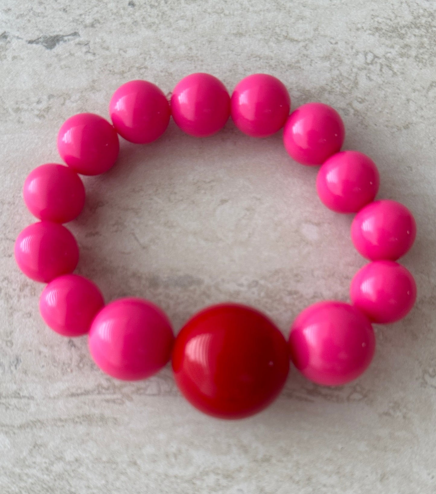 Pulsera Fucsia Esfera Roja - Resina Italia