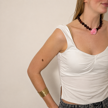 Collar Camelia rose verde – vista adicional – Trovare Chile