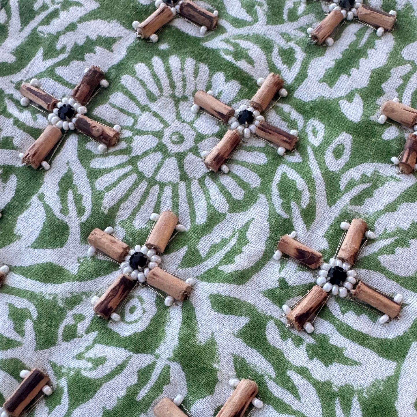 Clutch Green Block Print