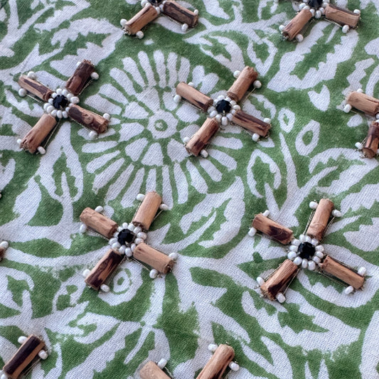 Clutch Green Block Print