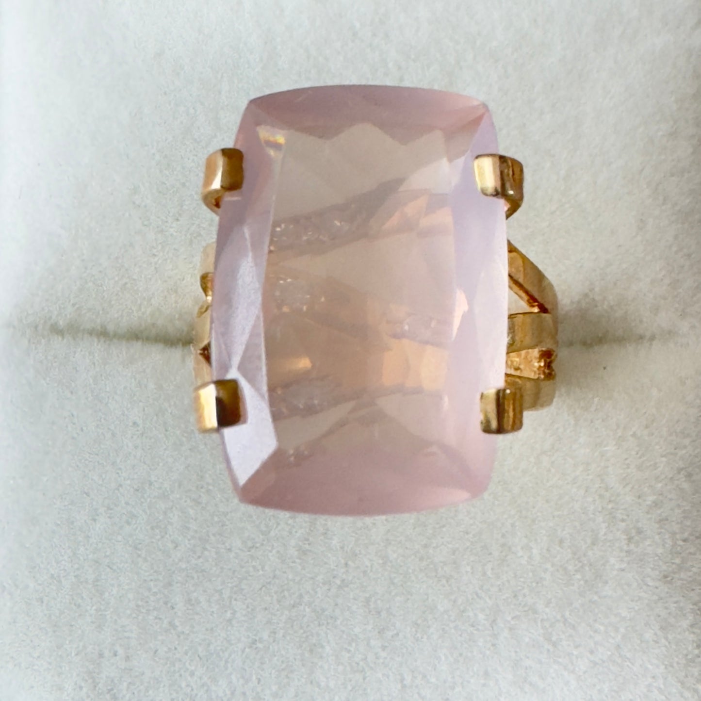 Anillo Vermeil Transparenza con Rose Quartz | Oro 18k sobre Plata 925