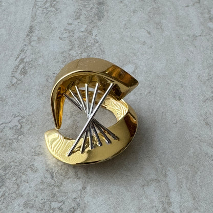 Abstract Curves Ring – Anillo Bicolor Oro & Plata Estilo Escultórico