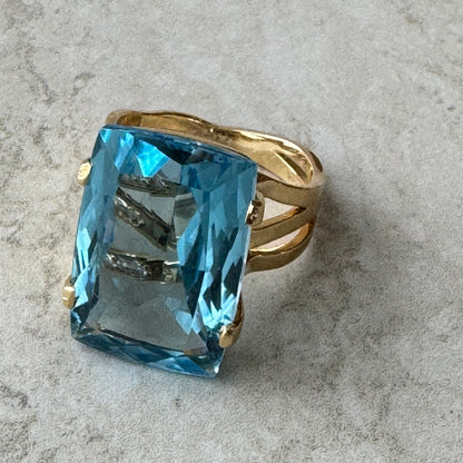 Anillo Vermeil Transparenza con Blue Topaz | Oro 18k sobre Plata 925