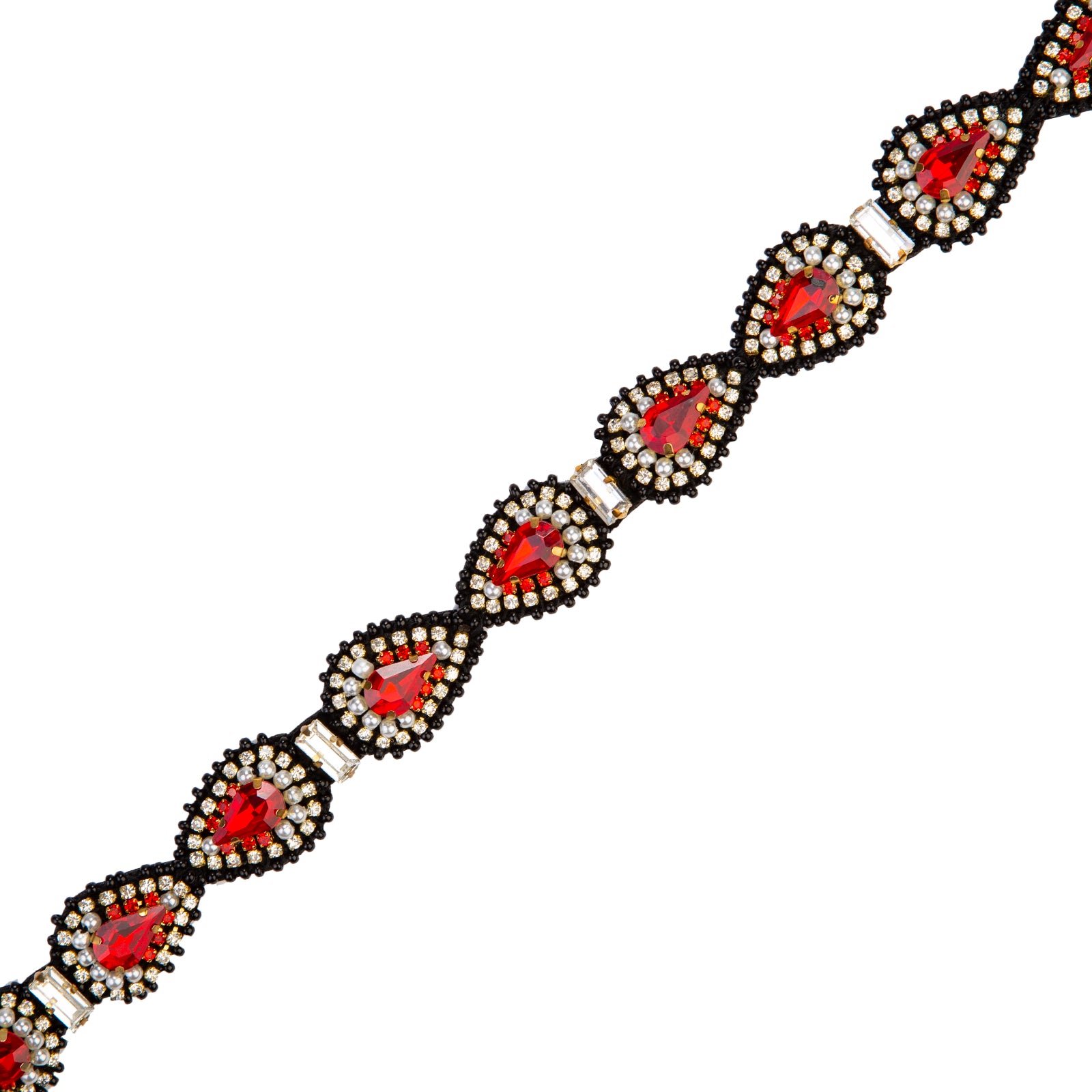 cintillo cristal rojo y blanco