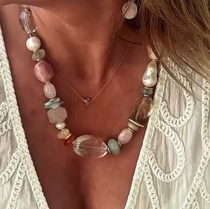 Collar de piedras naturales baño de oro 24K – Trovare Chile