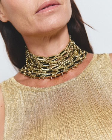 Collar Enamel Link Choker Negro