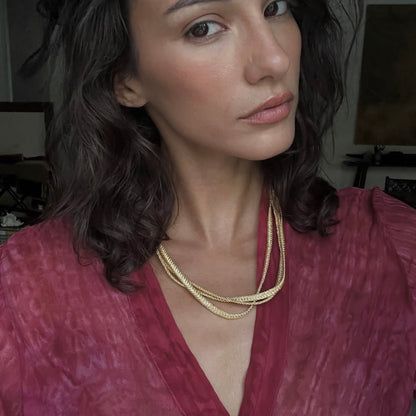 Choker Alina – trenza de hilos dorados y plateados · hecho a mano en Marruecos