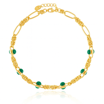 Collar Lisanza Ágata Verde – Elegancia Italiana en Oro y Luz
