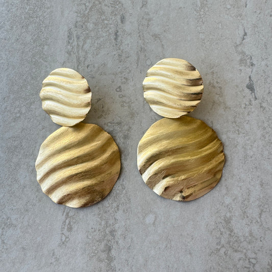 Aros Doble Círculos - baño de oro