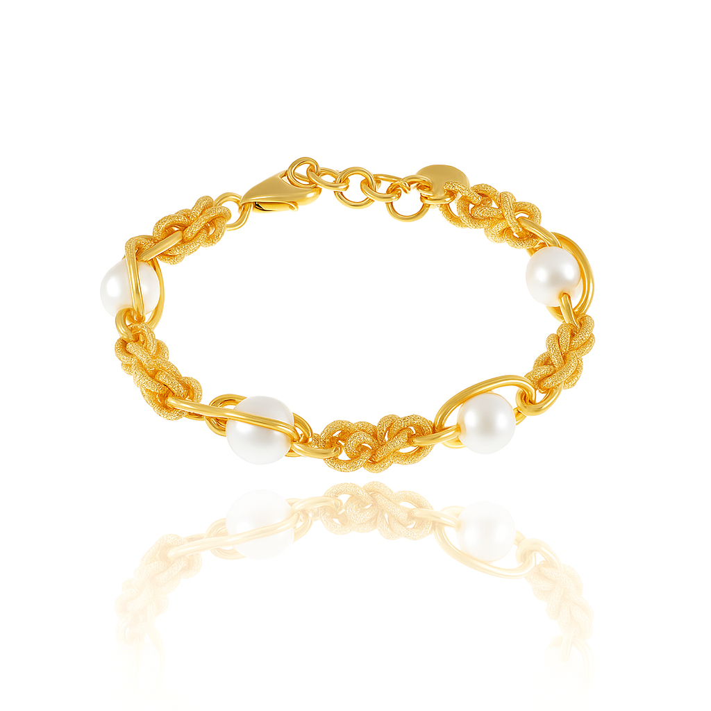 Brazalete Lisanza Perlas – Elegancia Artesanal Italiana en Oro 18K