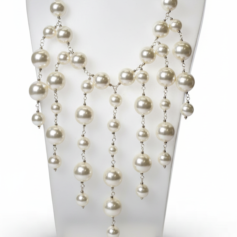 Collar Chandelier Rosario Perla Resina