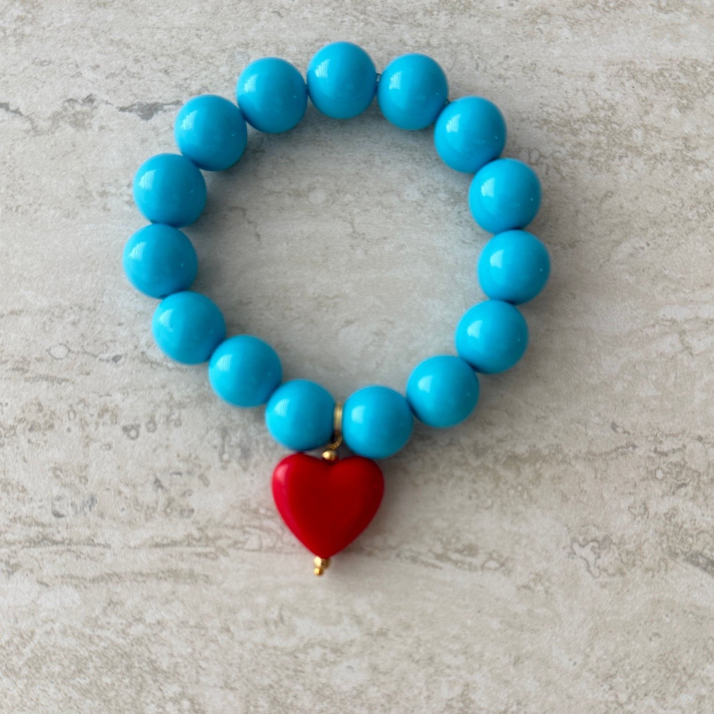 Pulsera Turquesa Corazón Rojo - Resina Italia