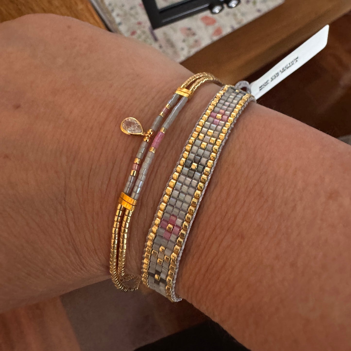 Pulsera Miyuki Double Muse Nebula – Hecha a mano, baño de oro, cristal