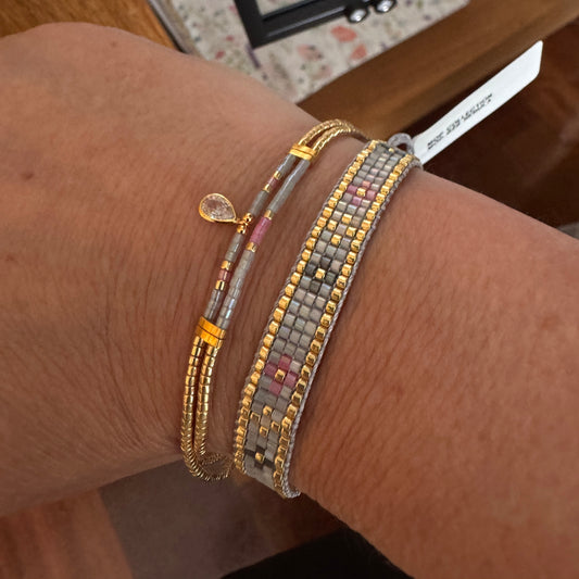 Pulsera Miyuki Mini Pompidou Nebula – Hecha a mano, baño de oro