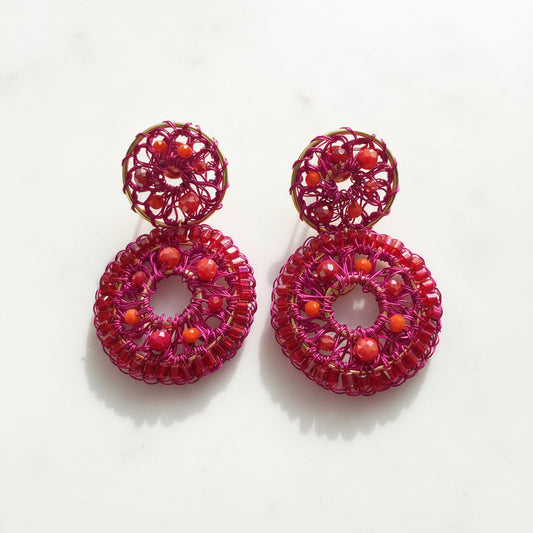 Aros Fucsia Círculos - Hecho a Mano en Brasil | Oro 18k