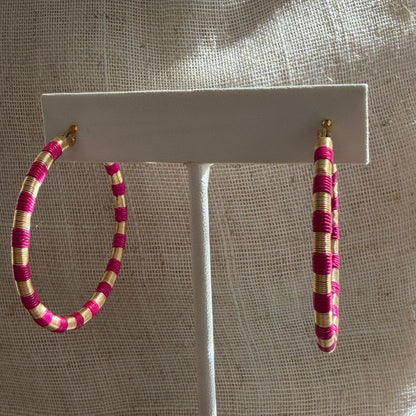 Aros Argollas Fucsia - fibra natural