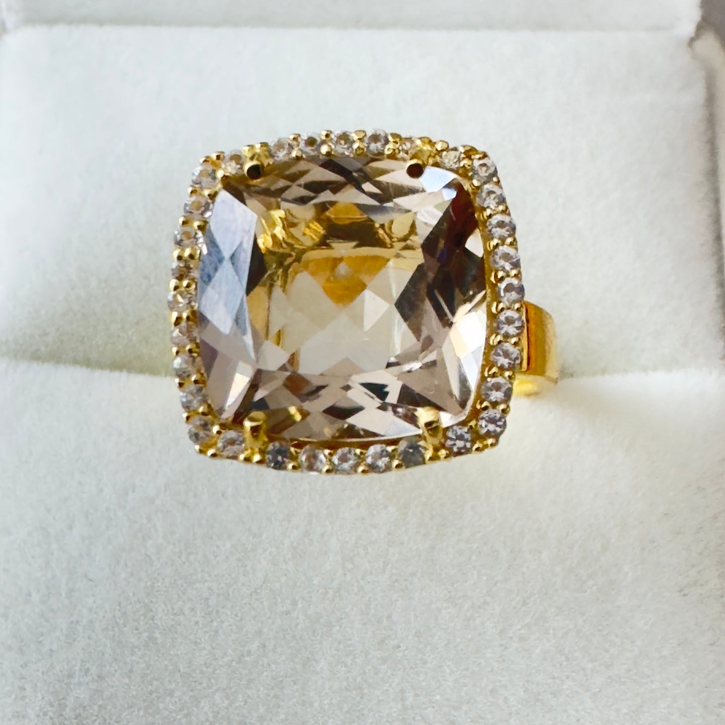 Anillo Deux Collection con Smoky Quartz | Vermeil Oro 18k y Rodio sobre Plata 925