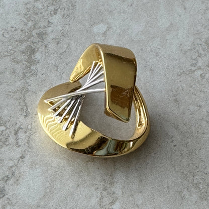 Abstract Curves Ring – Anillo Bicolor Oro & Plata Estilo Escultórico