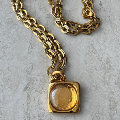 Collar con Cristal Bohemio y Cadena 24k - Ocre