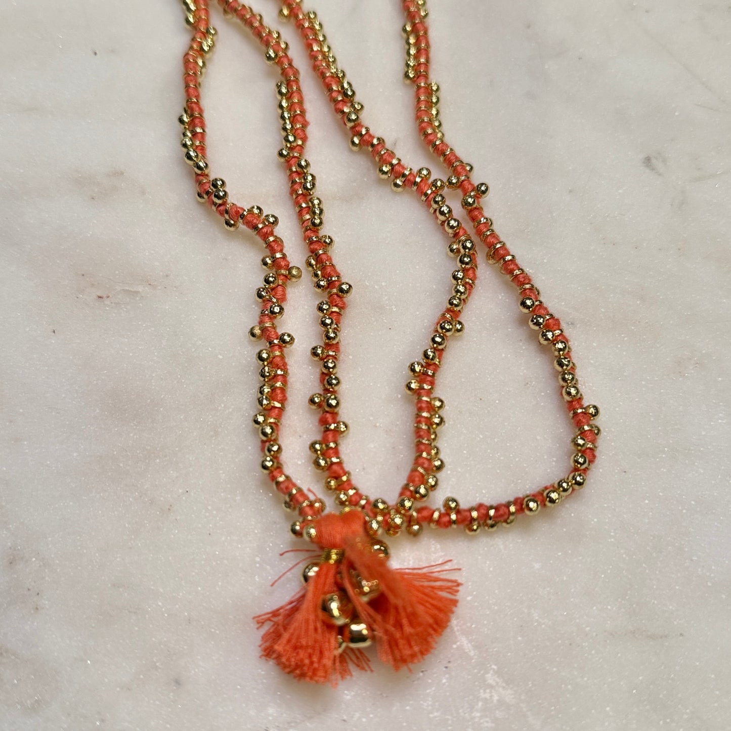 Collar Fuljhadi Bajra Largo Coral · Lujo Artesanal