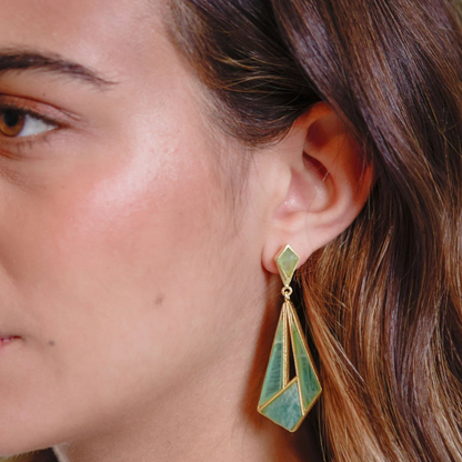 Aros dorados Pranit con amazonita – Trovare Chile