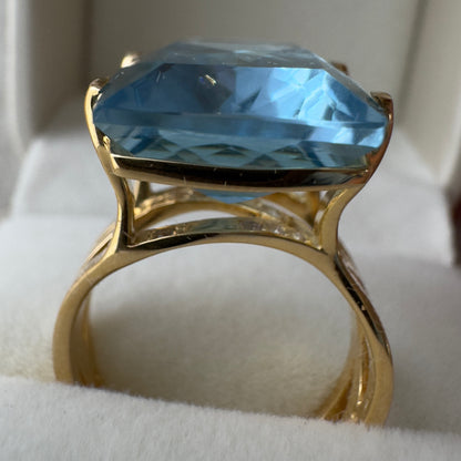 Anillo Vermeil Transparenza con Blue Topaz | Oro 18k sobre Plata 925