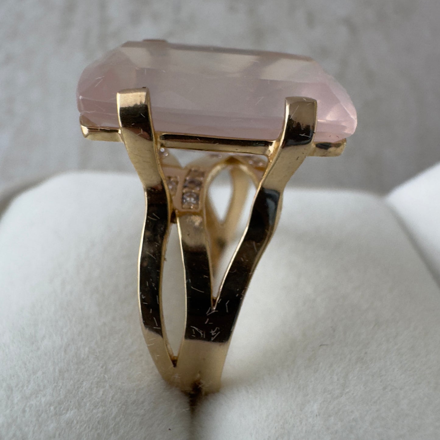 Anillo Vermeil Transparenza con Rose Quartz | Oro 18k sobre Plata 925