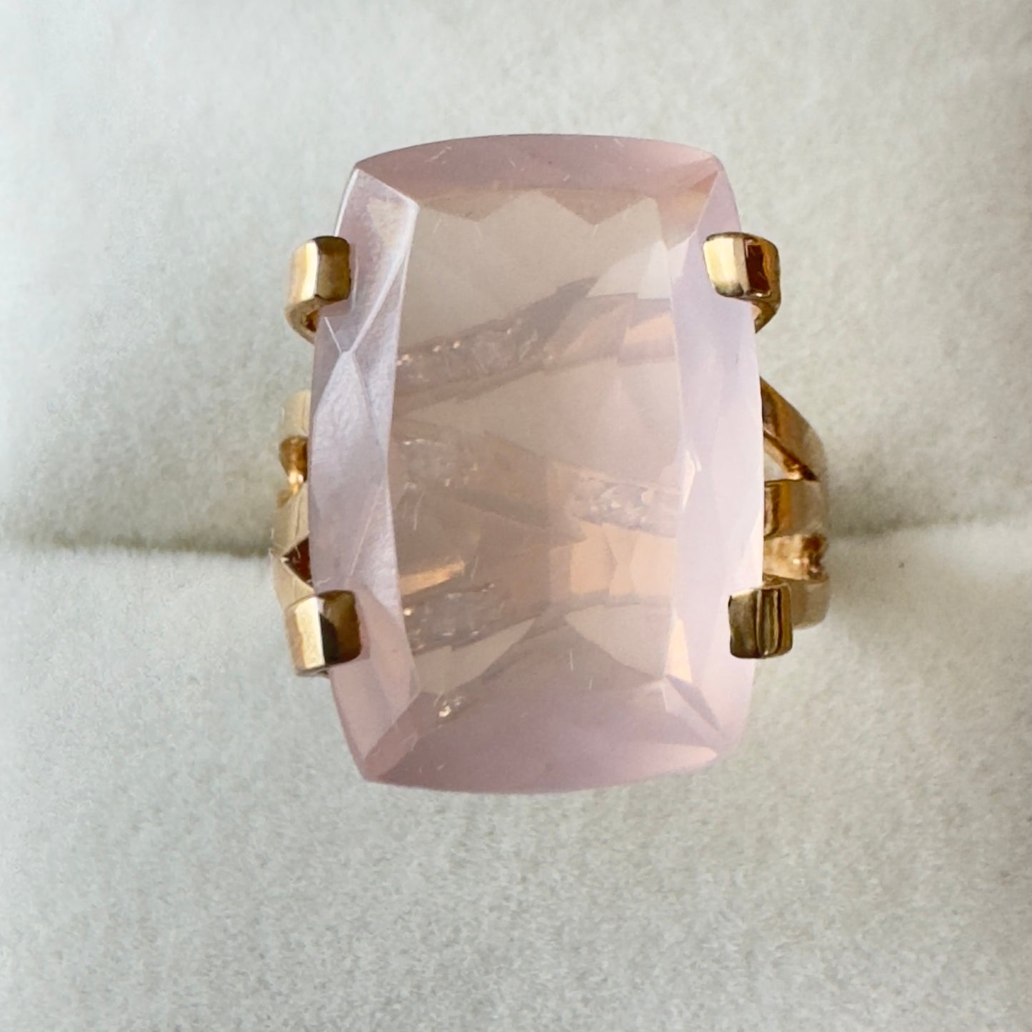 Anillo Vermeil Transparenza con Rose Quartz | Oro 18k sobre Plata 925