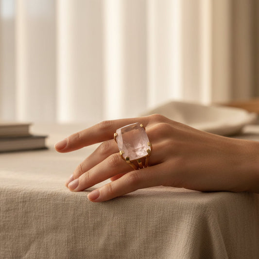 Anillo Vermeil Rose Quartz