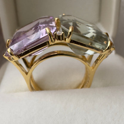 Anillo baño de oro amatista 