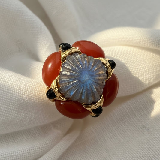 Anillo moderno italiano azul rojo 