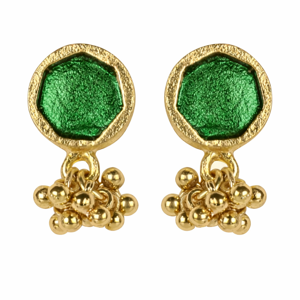 Aros Sahar Stud Verde · Lujo Artesanal