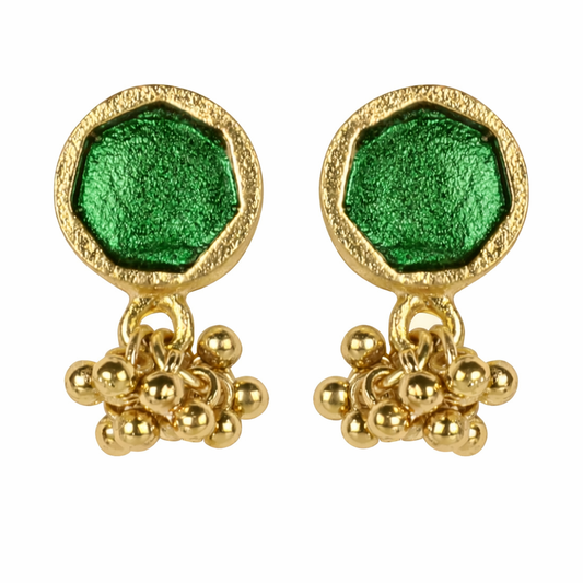 Aros Sahar Stud Verde · Lujo Artesanal