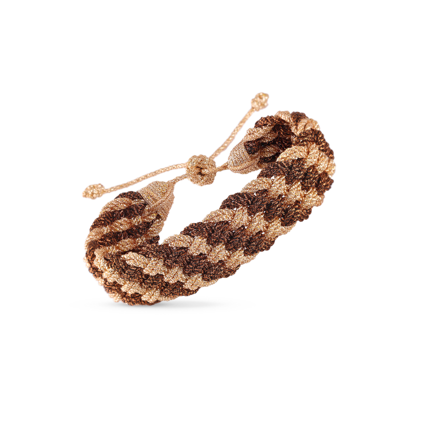 Pulsera Diyah Nº2 color Peach Cinnamon, sfifa marroquí en durazno y canela, hecha a mano