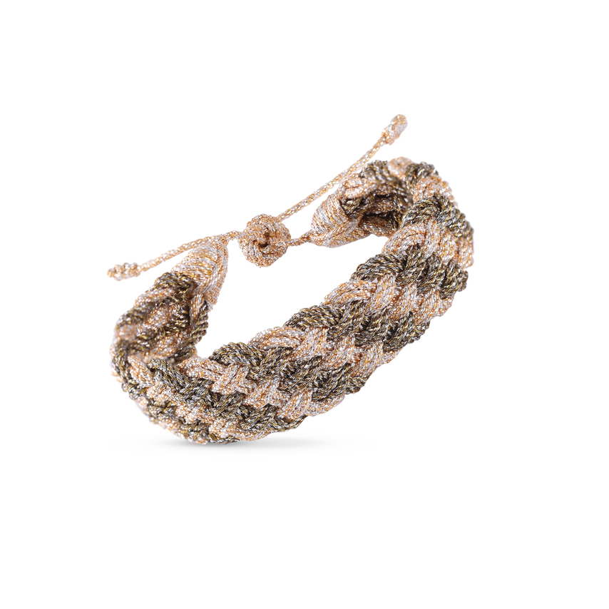 Pulsera Diyah Nº2  – Trenza Marroquí Peach Silver