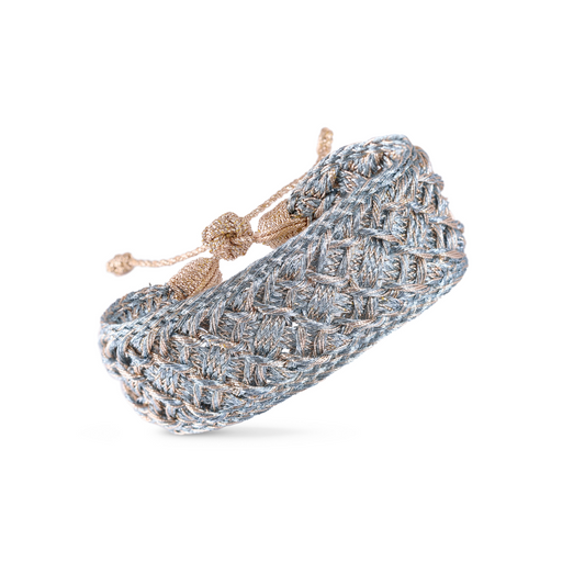 Pulsera Leaf Nº1 rose blue y chrome trenza marroquí – Trovare Chile