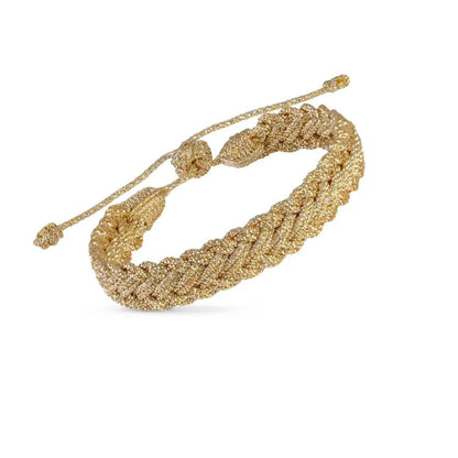 Pulsera Mini Azal color Gold, tejida a mano en Marruecos con sfifa, trenzado tradicional marroquí