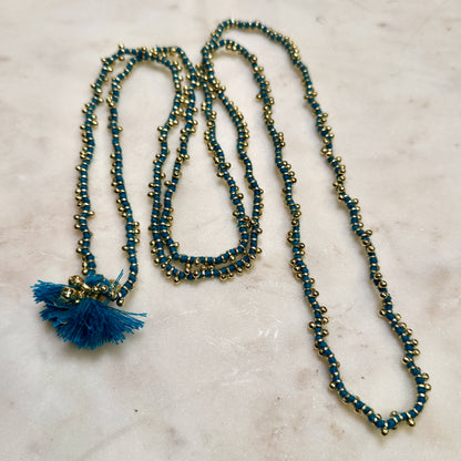 Collar Fuljhadi Bajra Largo Verde Petróleo · Lujo Artesanal