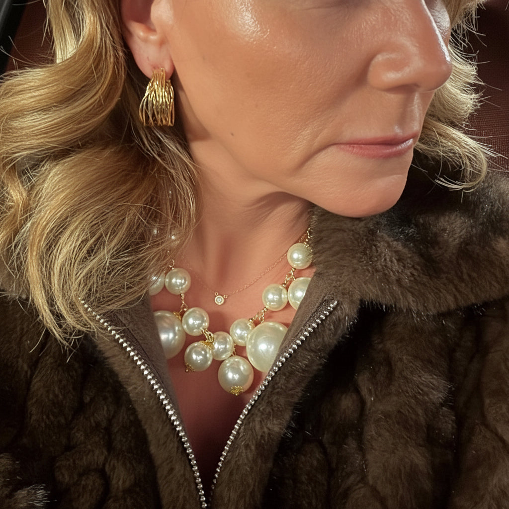 Aros Bianca argollas puestos con collar de perla – Trovare Chile
