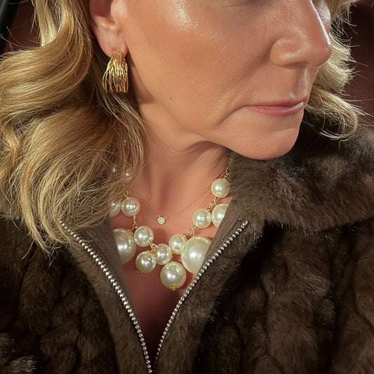 Aros Bianca argollas puestos con collar de perla – Trovare Chile