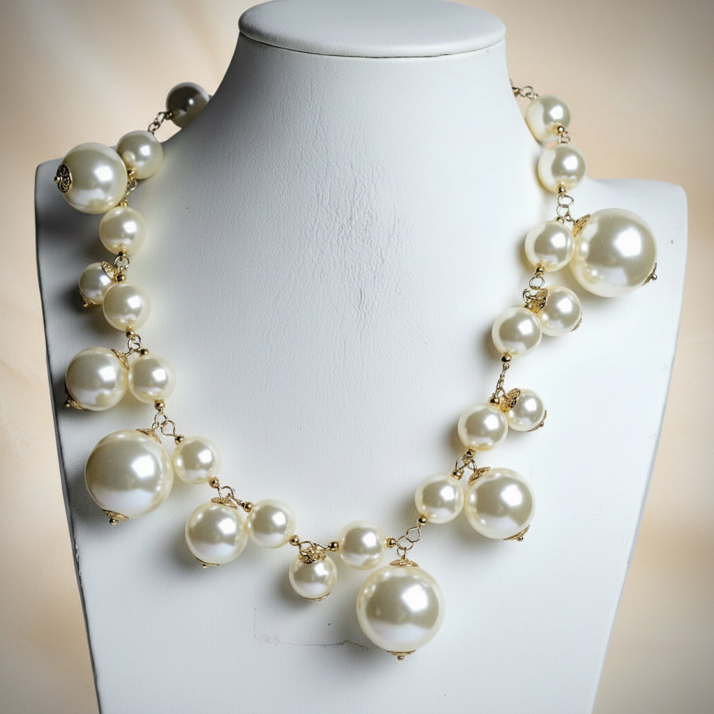 Collar resina perla blanco 