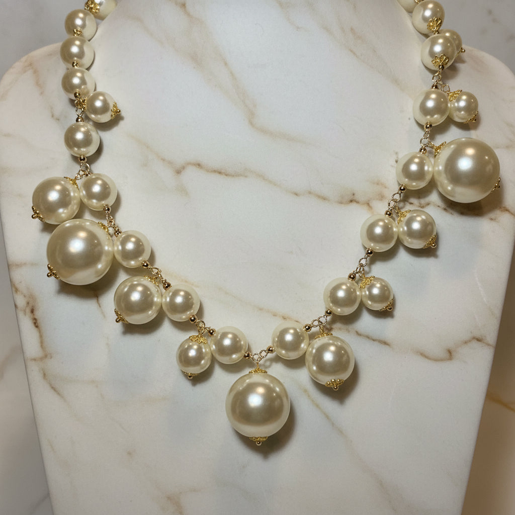 Collar hecho en resina perla 