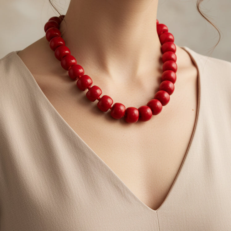 Collar corto resina rojo de Italia 