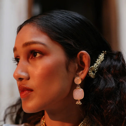 Aros Square Stone Cortos – Joyería Artesanal de Semi Lujo