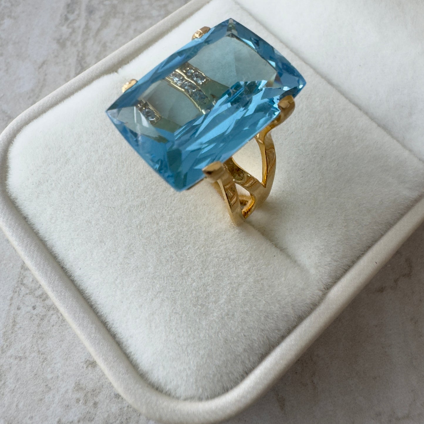 Anillo Vermeil Transparenza con Blue Topaz | Oro 18k sobre Plata 925