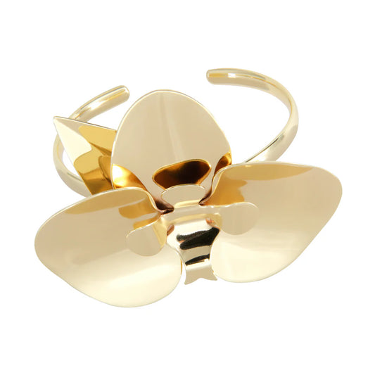 brazalete Orquídea con diseño floral en oro de 18k 4 micras ajustable de la marca Anna Prata venta en Trovare Chile
