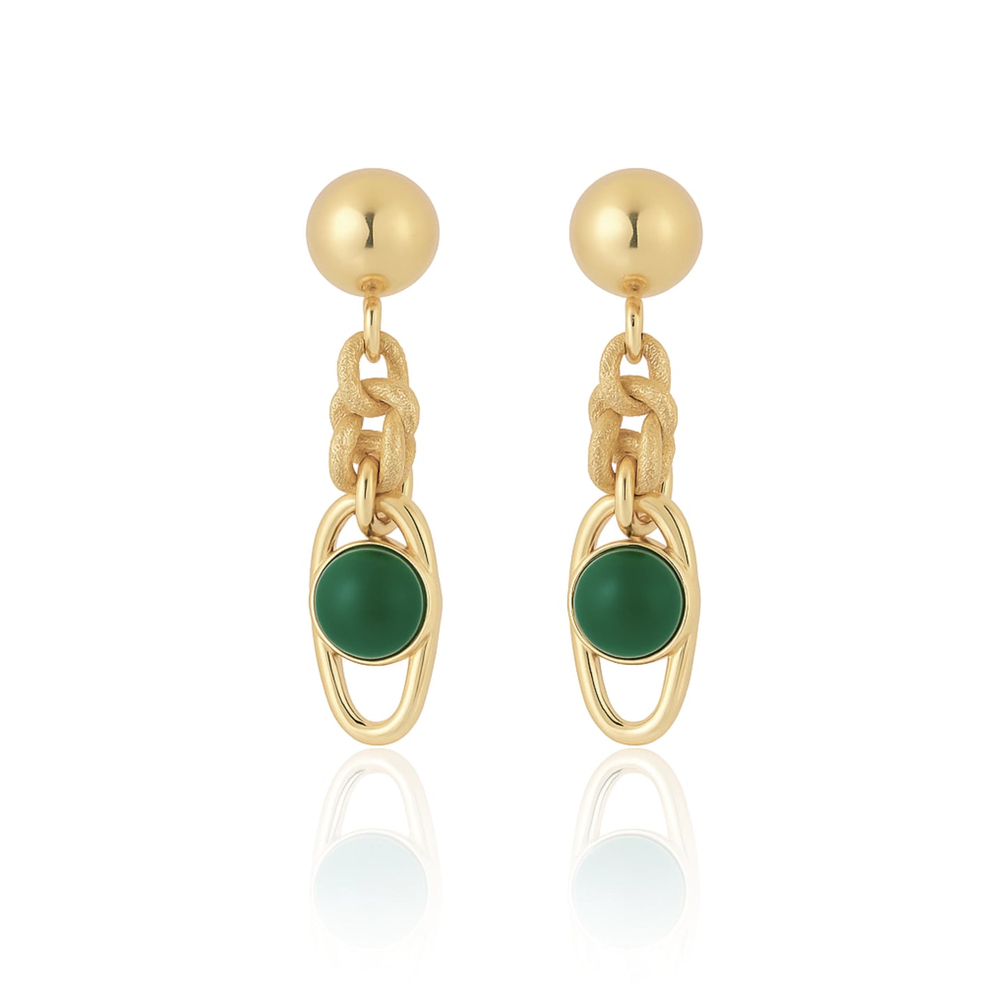 Aros Dorados con Ágata Verde “Lisanza” – Sofisticación y Detalle Artesanal