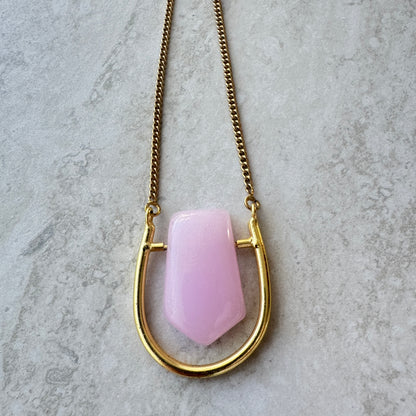 Collar Quarzo Rose - Baño oro