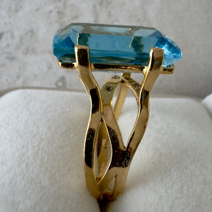 Anillo Vermeil Transparenza con Blue Topaz | Oro 18k sobre Plata 925